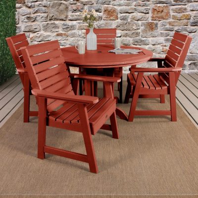 Elm Pointe 5 Pc Set Recycled Plastic Dining Set In Rustic Red By Lakeview