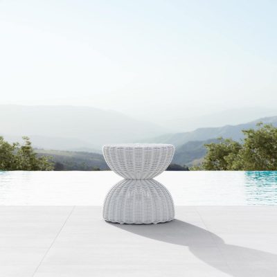 Cabo Wicker End Table in Beach White by Azzurro Living