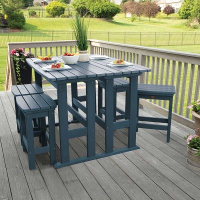 Hart Lane 6 Pc Recycled Plastic Counter Height Dining Set in Nantucket Blue By Lakeview Outdoor Designs