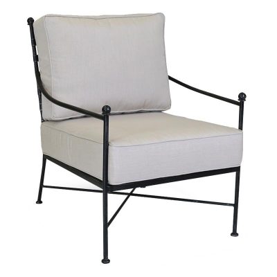 Provence Wrought Iron Patio Club Chair W/ Sunbrella Canvas Flax Cushions By Sunset West