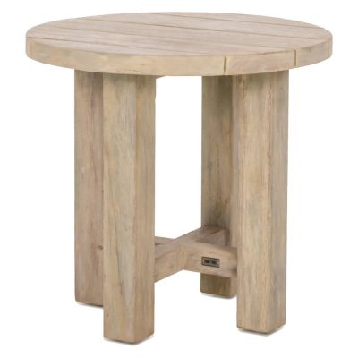 Monday Round Brushed Teak Patio End Table By Teak + Table