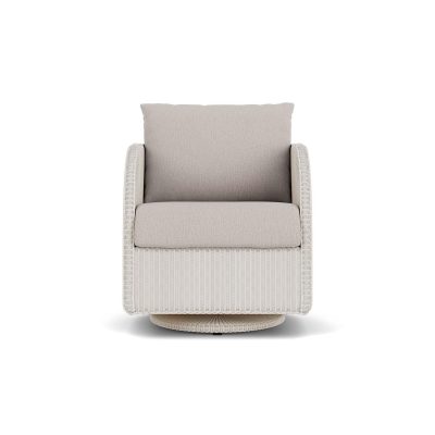 Essence Wicker Club Chair w/ Swivel Gliders in Antique White/Remy Cloud By Lloyd Flanders