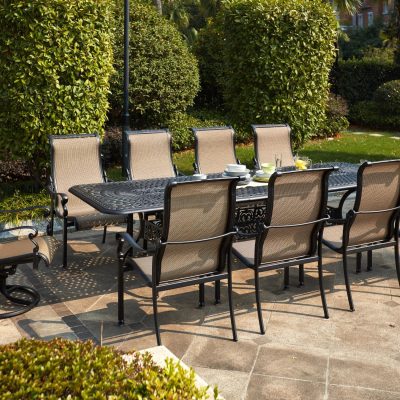 Darlee Monterey 11 Piece Cast Aluminum Sling Patio Dining Set W/ 92 X 42 Inch Rectangular Extension Table