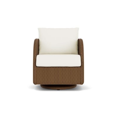 Essence Wicker Club Chair w/ Swivel Gliders in Hickory/Sailcloth Salt By Lloyd Flanders