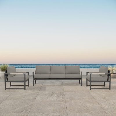 Lakeview Avenue Bay Slate/Pebble Gray 3 Pc Sofa Club Chair Set – Canvas Charcoal