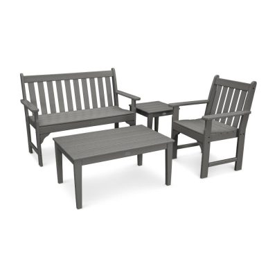 POLYWOOD Vineyard 4-Piece Bench Seating Set – Slate Grey