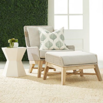 Peninsula Way 3 Pc Gray Teak Seating Set in Taupe & White/Light Gray By Lakeview