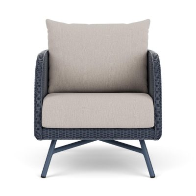 Essence Wicker Club Chair in Denim Blue/Remy Cloud By Lloyd Flanders