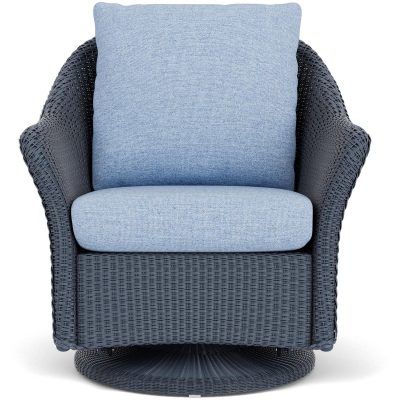 Weekend Retreat Wicker Club Chair w/ Swivel Gliders in Denim Blue/Demo Skyway By Lloyd Flanders