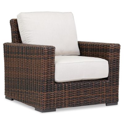 Montecito Wicker Patio Club Chair W/ Sunbrella Canvas Flax Cushions By Sunset West