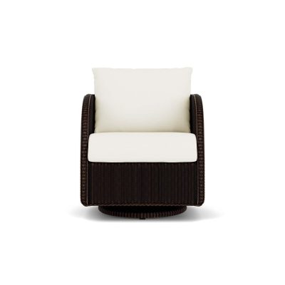 Essence Wicker Club Chair w/ Swivel Gliders in Mink/Sailcloth Salt By Lloyd Flanders