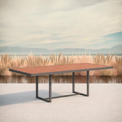 Pavia 96 Inch Charcoal Aluminum Dining Table W/ Umber Dekton Top By Azzurro Living