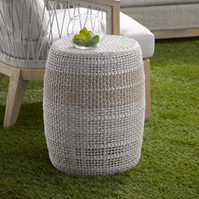 Peninsula Way Taupe & White Woven Rope Accent Table By Lakeview