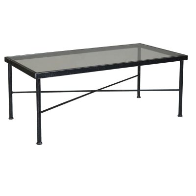 Provence 44 X 22 Inch Rectangular Wrought Iron Patio Coffee Table With Glass Top By Sunset West