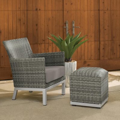 Argento 2 Piece Wicker Patio Seating Set W/ Ottoman By Oxford Garden – Stone