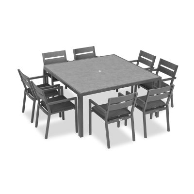 Calm Bay 9 Pc Square Dining Set in Slate/Canvas Charcoal by Lakeview