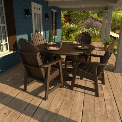 Dream Bay 5 Pc Set Recycled Plastic Dining Set In Weathered Acorn By Lakeview