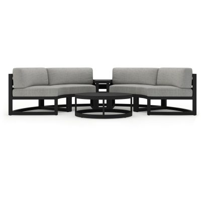 Misty Cove 4 Pc Aluminum Curve Loveseat Set in Black W/ Cast Silver Cushions By Lakeview