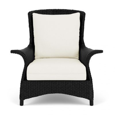 Mandalay Wicker Club Chair in Ebony/Sailcloth Salt By Lloyd Flanders