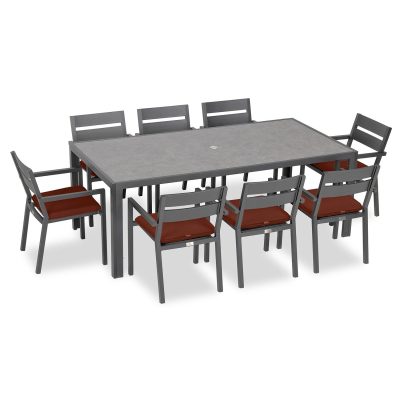 Calm Bay 9 Pc Rectangular Dining Set in Slate/Canvas Henna by Lakeview
