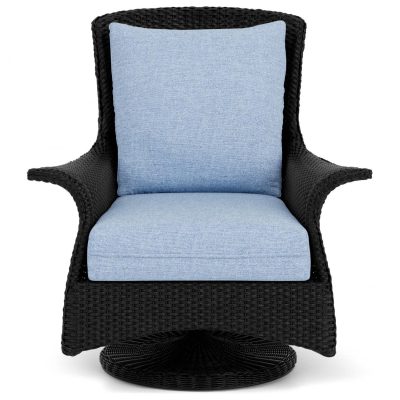 Mandalay Wicker Swivel Rockers Club Chair in Ebony/Demo Skyway By Lloyd Flanders