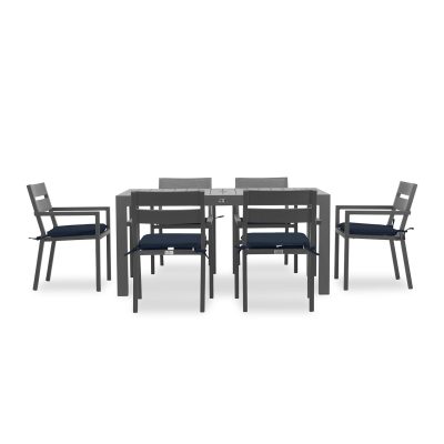 Calm Bay Classic 7 Pc Rectangular Dining Set in Slate/Spectrum Indigo by Lakeview