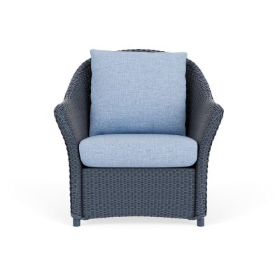 Weekend Retreat Wicker Club Chair in Denim Blue/Demo Skyway By Lloyd Flanders