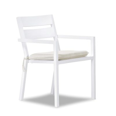 Calm Bay Dining Arm Chair in White/Canvas Natural by Lakeview