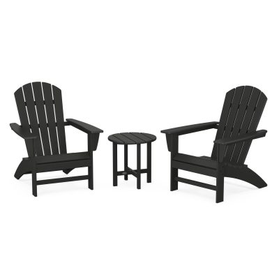 POLYWOOD Nautical 3-Piece Adirondack Set – Black