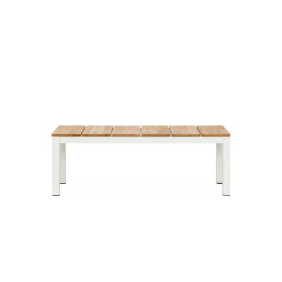 Barbados 51 Inch Backless Bench in White By Teak + Table