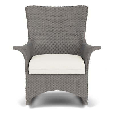 Mandalay Wicker Rocking Chair w/ Cushions in Pewter/Sailcloth Salt By Lloyd Flanders