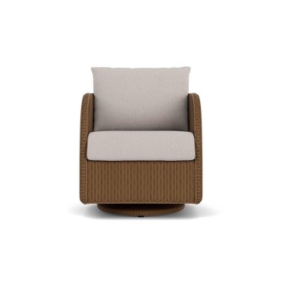 Essence Wicker Club Chair w/ Swivel Gliders in Hickory/Remy Cloud By Lloyd Flanders