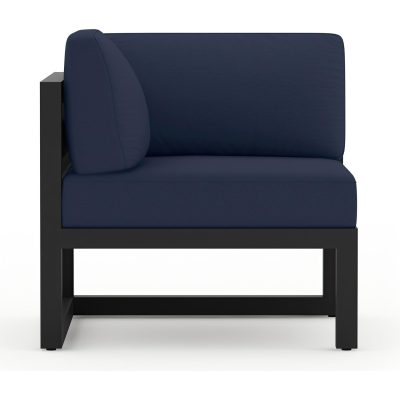 Misty Cove Aluminum Corner Section in Black W/ Spectrum Indigo Cushions By Lakeview