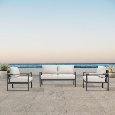 Lakeview Avenue Bay Slate/Pebble Gray 3 Pc Loveseat Set – Cast Silver