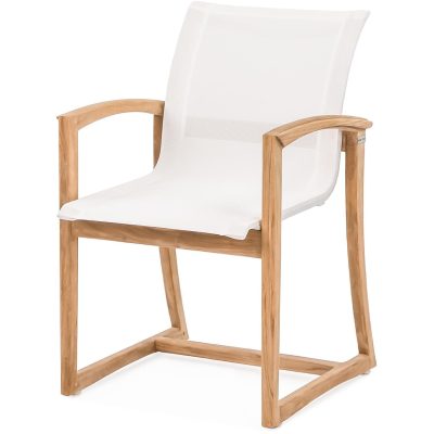 Capri Sling Dining Chair in White By Teak + Table