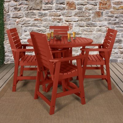 Elm Pointe 5 Pc Set Recycled Plastic Counter Height Dining Set In Rustic Red By Lakeview