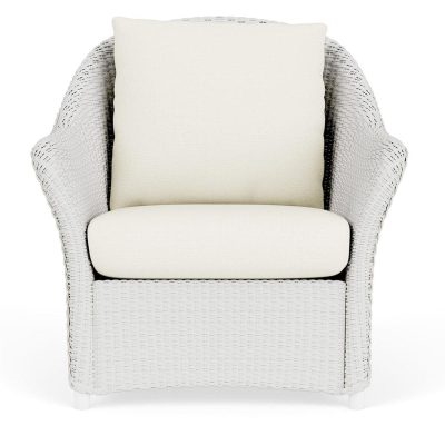 Weekend Retreat Wicker Club Chair in Matte White/Sailcloth Salt By Lloyd Flanders