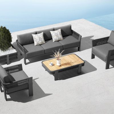 HIGOLD BORROMEO 5 Person Aluminum Sofa Seating Set in Black By HIGOLD