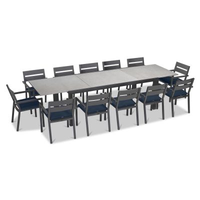 Calm Bay 13 Pc Extendable Dining Set in Slate/Concrete/Spectrum Indigo by Lakeview