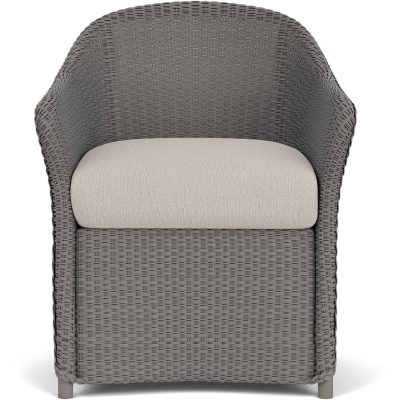 Weekend Retreat Wicker Dining Arm Chair in Pewter/Remy Cloud By Lloyd Flanders