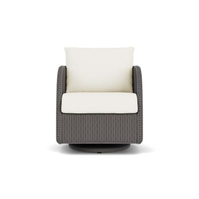 Essence Wicker Club Chair w/ Swivel Gliders in Pewter/Sailcloth Salt By Lloyd Flanders