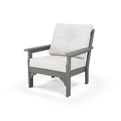 POLYWOOD Vineyard Deep Seating Chair – Slate Grey / Natural Linen