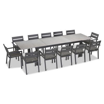 Calm Bay 13 Pc Extendable Dining Set in Slate/Concrete/Canvas Charcoal by Lakeview