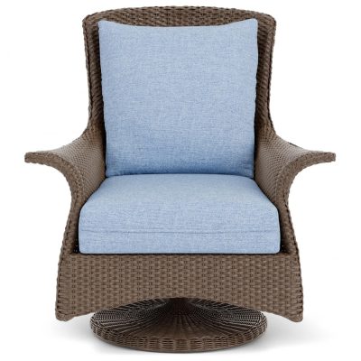 Mandalay Wicker Swivel Rockers Club Chair in Bark/Demo Skyway By Lloyd Flanders