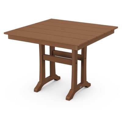 POLYWOOD 37-Inch Farmhouse Trestle Dining Table – Teak