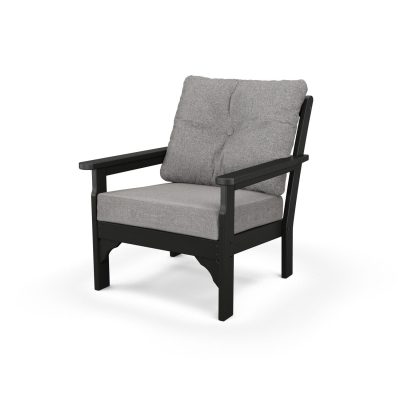 POLYWOOD Vineyard Deep Seating Chair – Black / Grey Mist