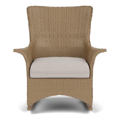 Mandalay Wicker Rocking Chair w/ Cushions in Fawn/Remy Cloud By Lloyd Flanders