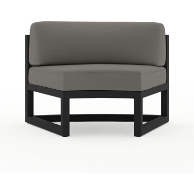 Misty Cove Aluminum Curve Seat 2 Piece in Black W/ Canvas Charcoal Cushions By Lakeview