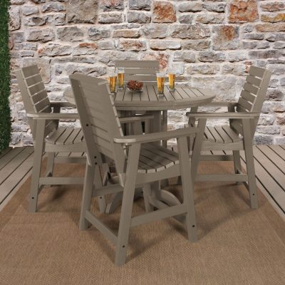 Elm Pointe 5 Pc Set Recycled Plastic Counter Height Dining Set In Woodland Brown By Lakeview