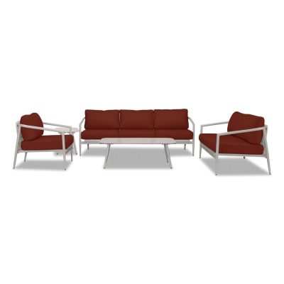 Midnight Cove 5 Pc Aluminum Sofa Seating Set in Urban Stone/Carrera/Canvas Henna By Lakeview Outdoor Designs